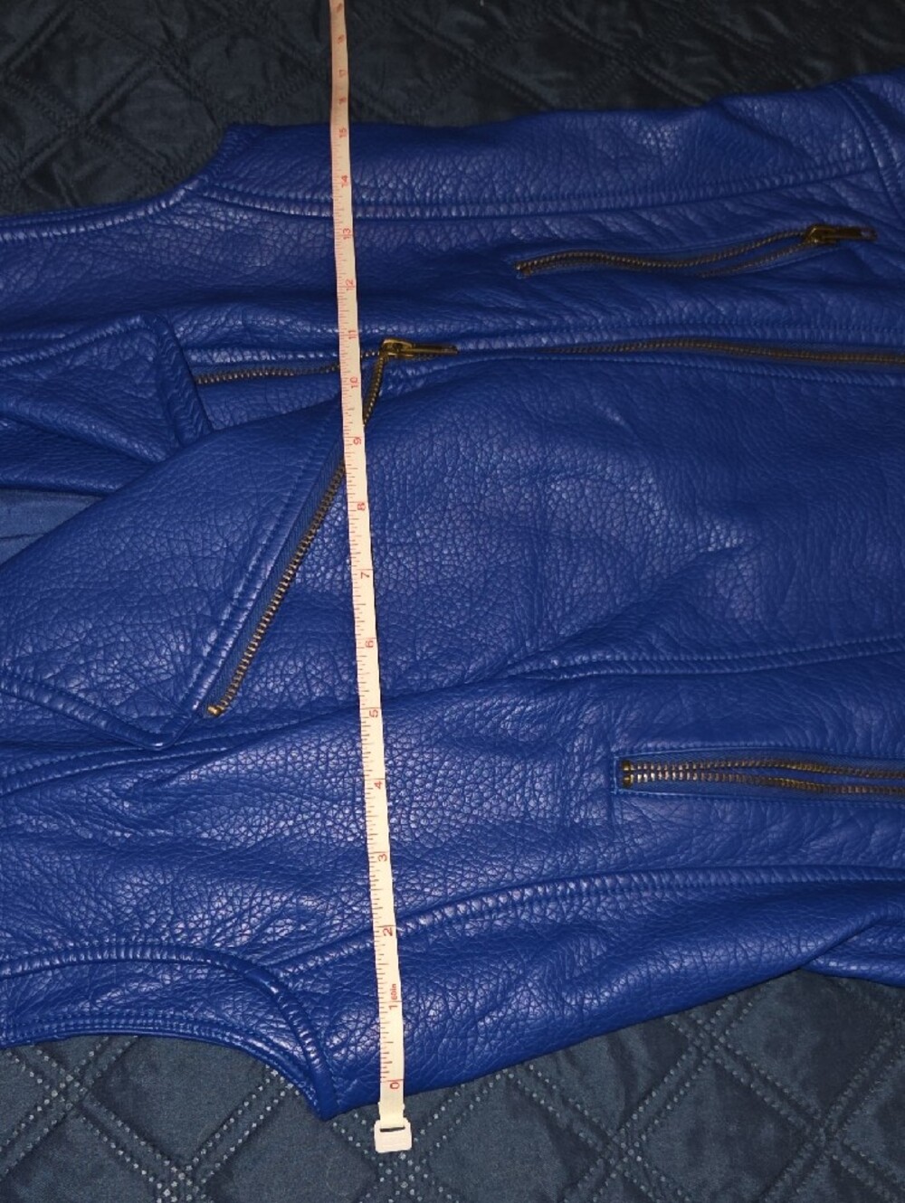 V Cristina Electric Blue Sleeveless Moto Vest - Picture 13 of 16